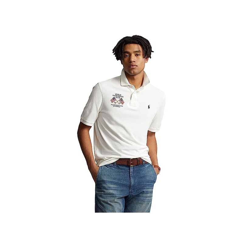 Polo Ralph Lauren Mens Classic Fit Embroidered Polo Shirt Nevis White  2XL
