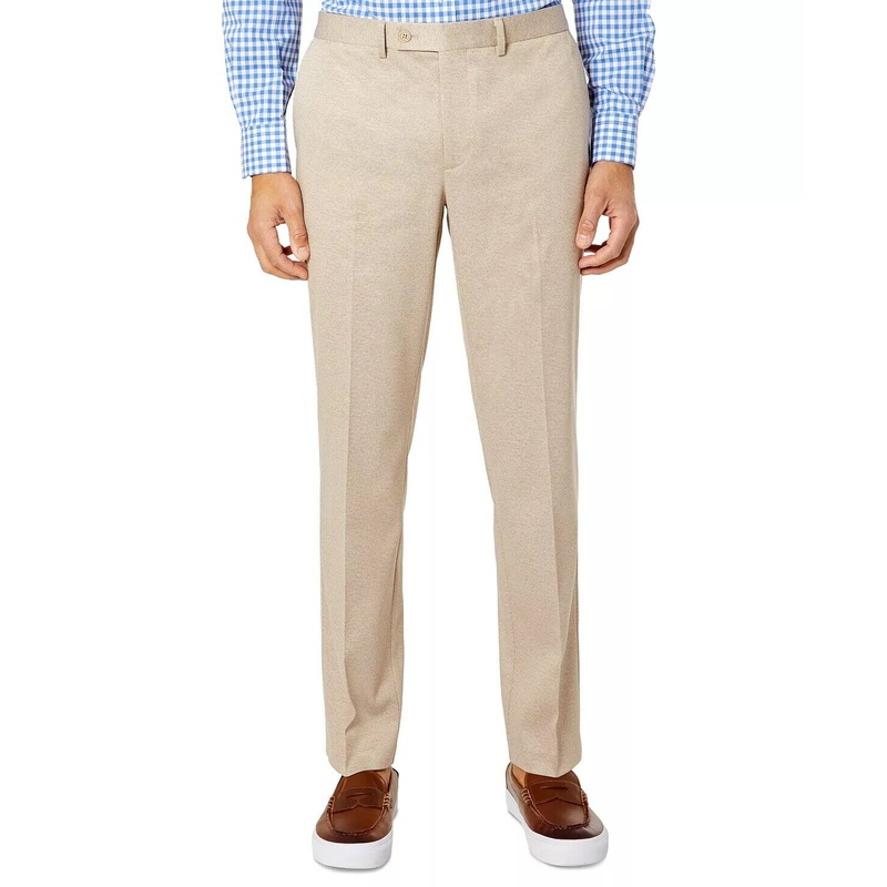 TALLIA Men's Slim-Fit Knit Dress Pants Beige Cream 38 x 32 Flat Front