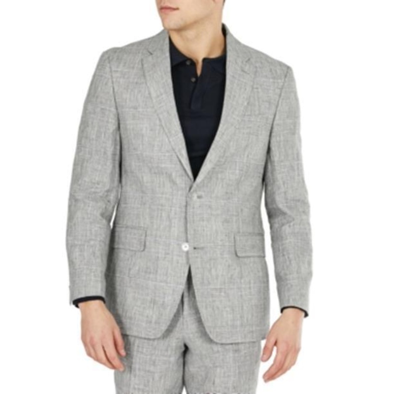 Tommy Hilfiger Linen Modern Fit Sport Coat 38R Grey Plaid