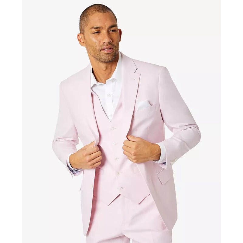 Tommy Hilfiger Mens Chambray Suit Jacket 38R Pink Modern-Fit TH Flex Stretch