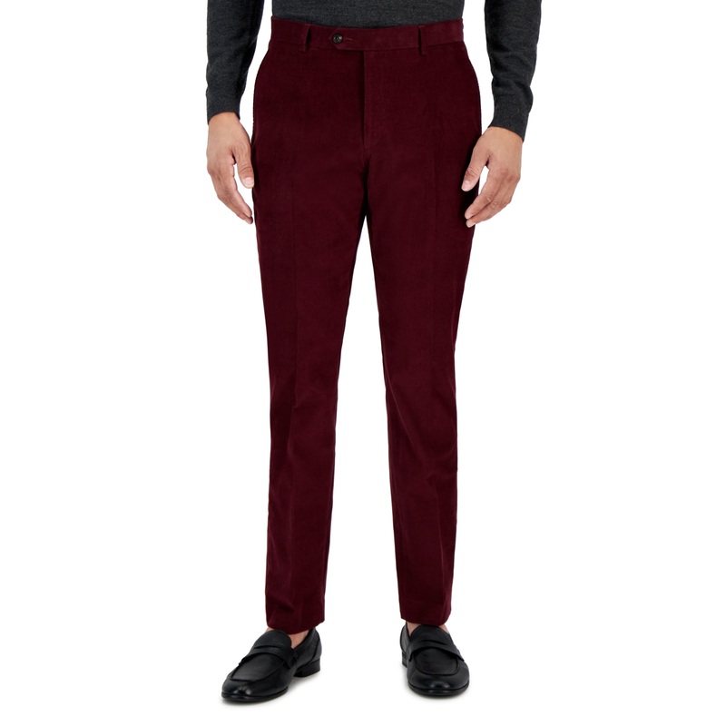 Tommy Hilfiger Mens Modern Fit Corduroy Dress Pants Burgundy 36 x 29