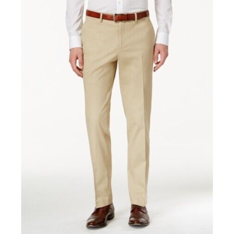 Bar III Men's Slim Fit Tan Stretch Dress Pants 40 x 32 Khaki Beige