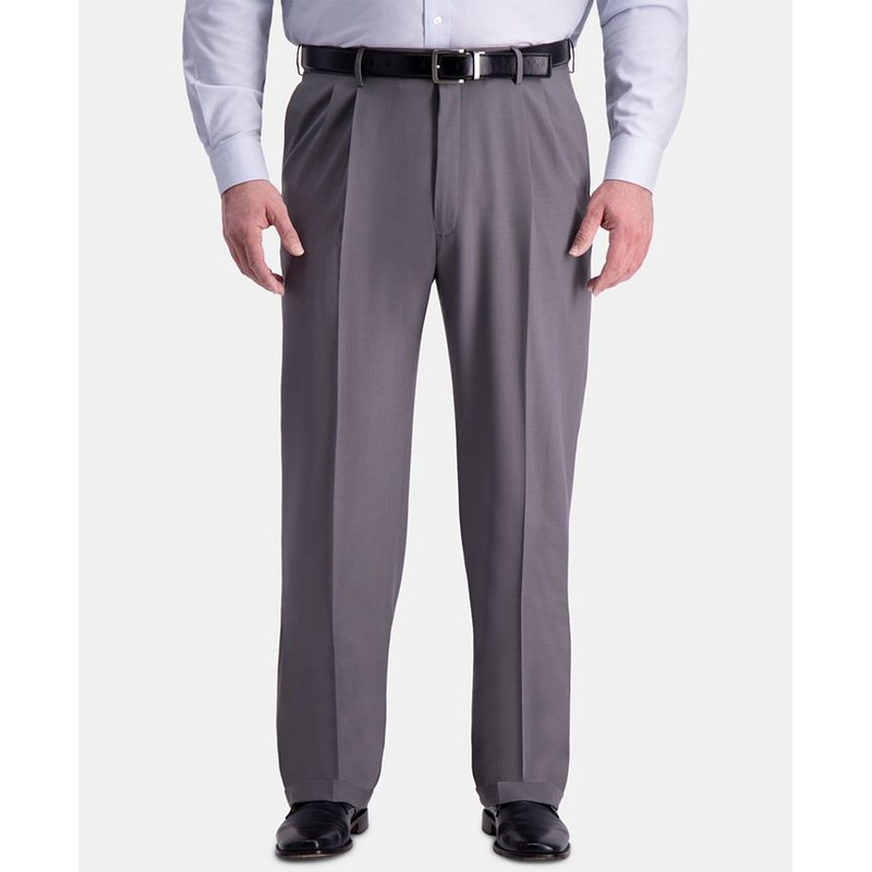 Haggar Big & Tall Premium Mens Stretch Classic Fit Dress Pants Grey 46 x 29