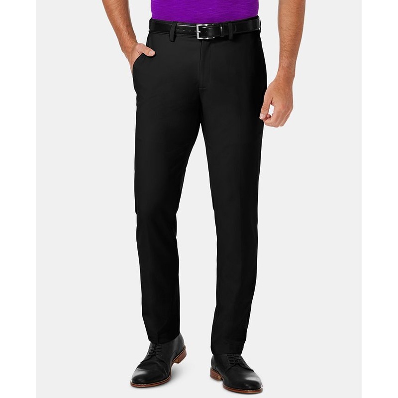 HAGGAR Men's Cool 18 Pro Slim-Fit 4-Way Stretch Dress Pants 29 x 32 Black