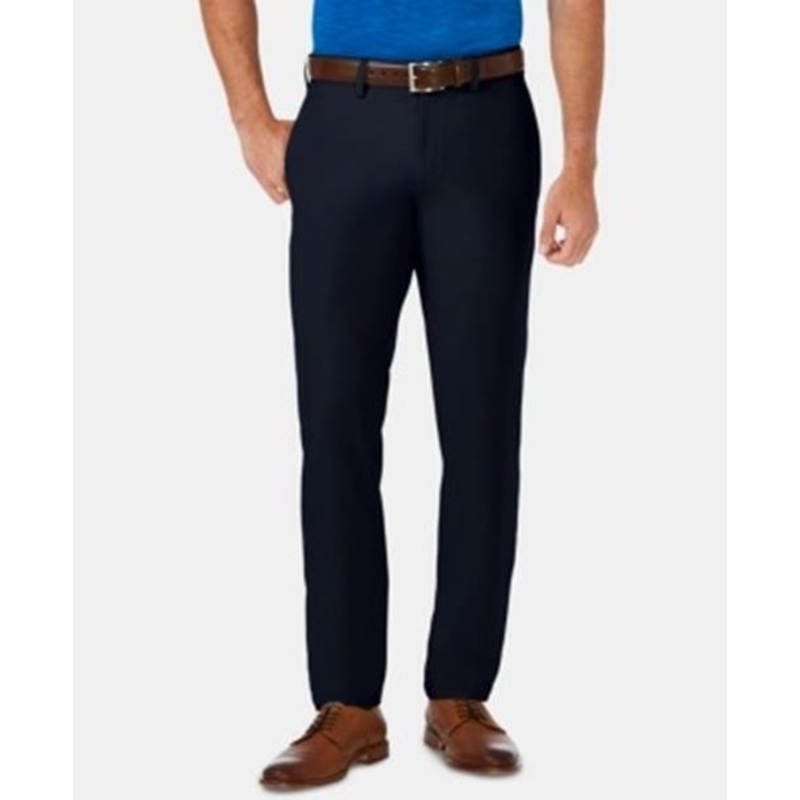 HAGGAR Men's Cool 18 Pro Slim-Fit 4-Way Stretch Dress Pants 38 x 30 Navy Blue