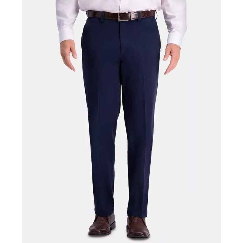 Haggar Men's Premium Comfort Khaki Classic Fit Dress Pants Dark Blue 36 x 30