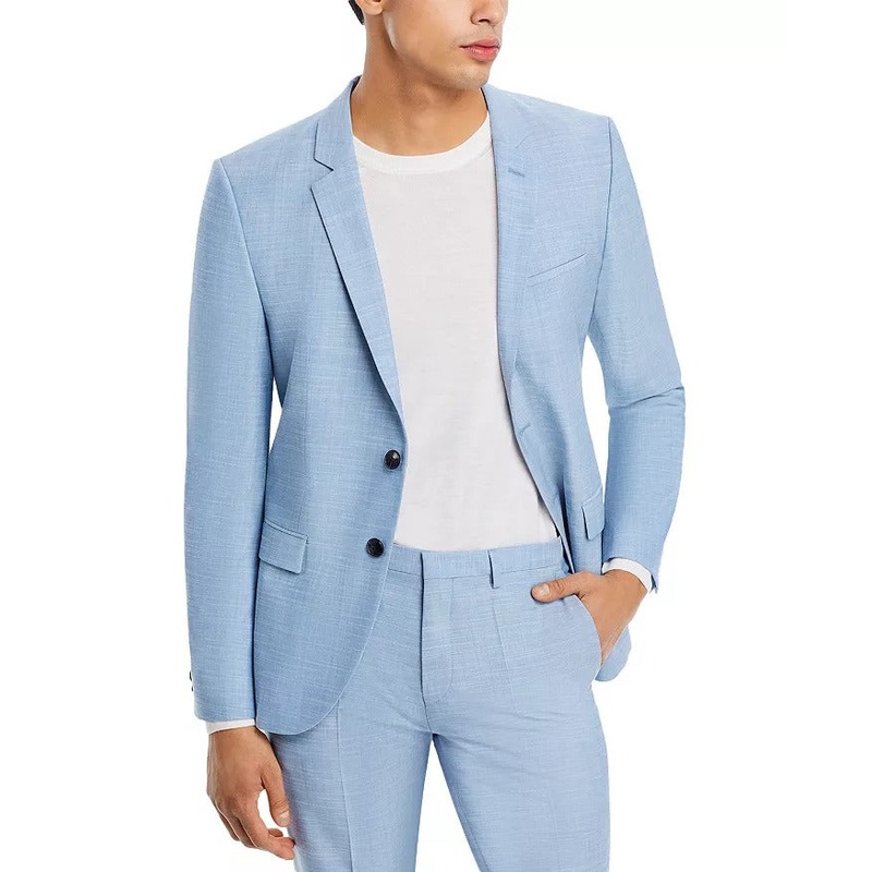 HUGO BOSS Mens Arti Melange Extra Slim Fit Suit Jacket 40R Light Blue Sport Coat