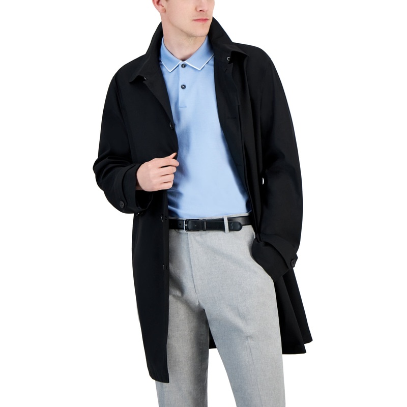 Lauren Ralph Lauren Men's Classic Fit Solid Raincoat Coat Black 40R