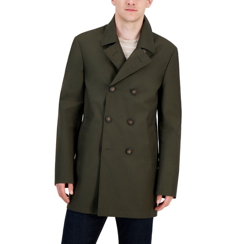 Lauren Ralph Lauren Men's Classic Fit Solid Raincoat Coat Green 40L