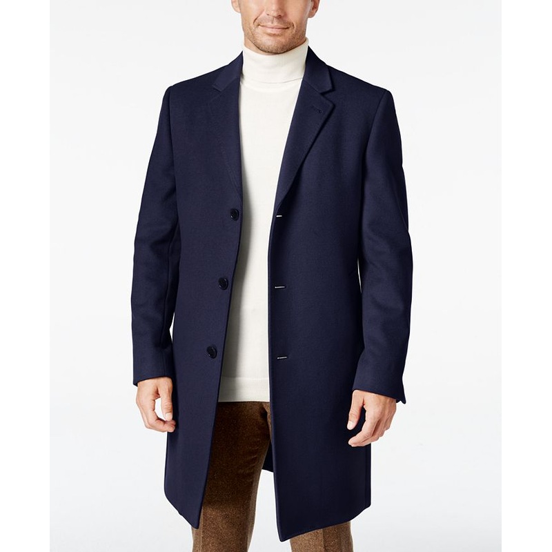 Lauren Ralph Lauren Mens Luther Wool Blend Overcoat Coat Blue 42S
