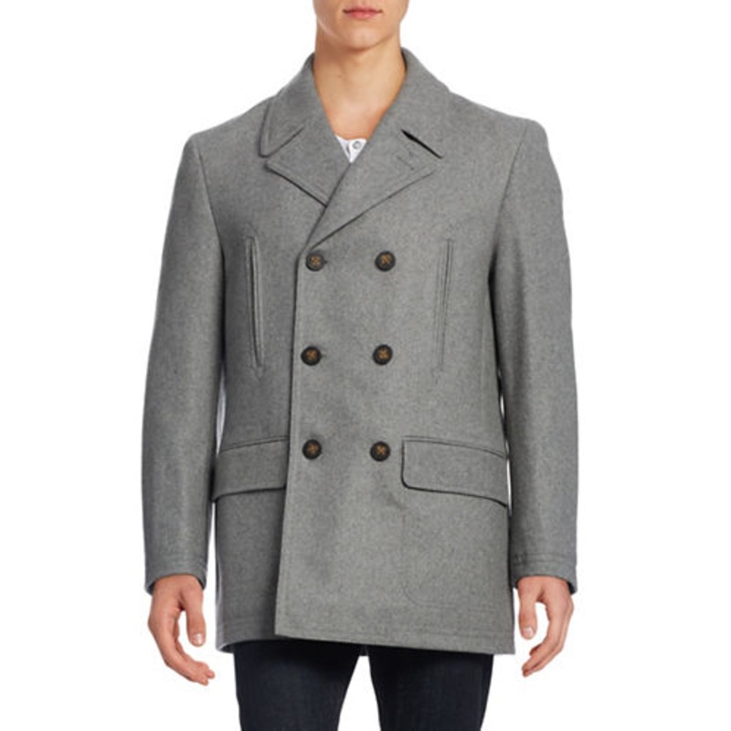 Lauren Ralph Lauren Mens Wool Blend Peacoat Coat Mid Grey 40L