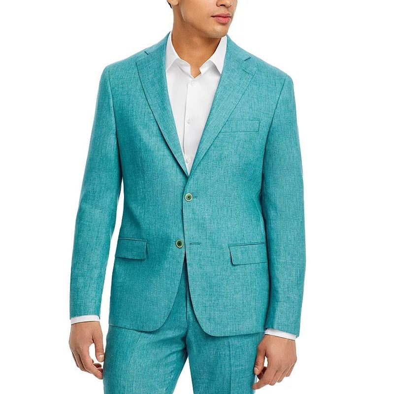 Robert Graham Men's Delave Linen Slim Suit Jacket Sport Coat 44R Teal Green