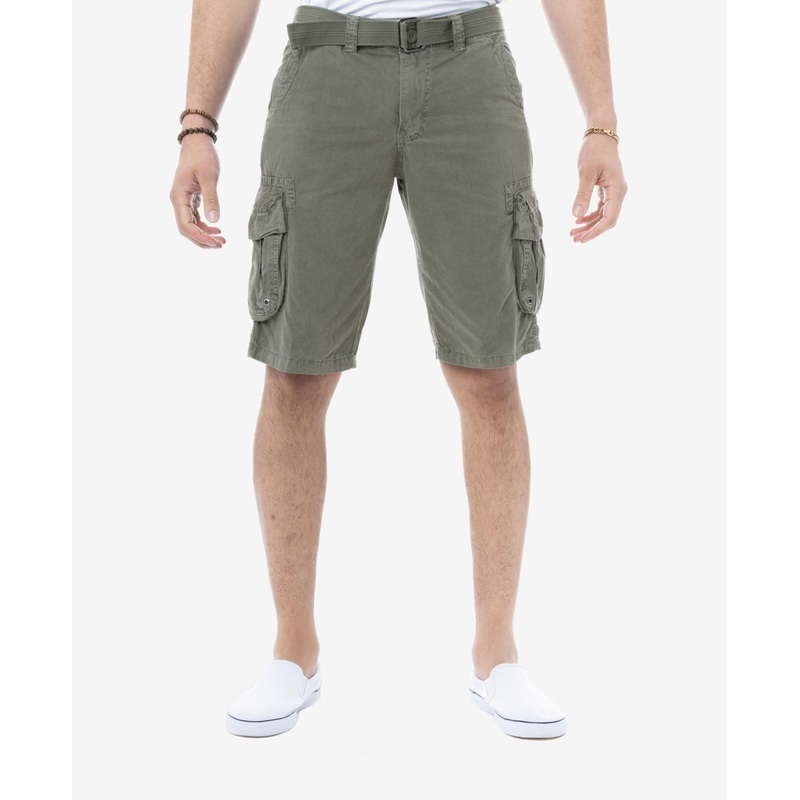 X-Ray Men's Belted Double Pocket 12.5" Cargo Shorts Green 38