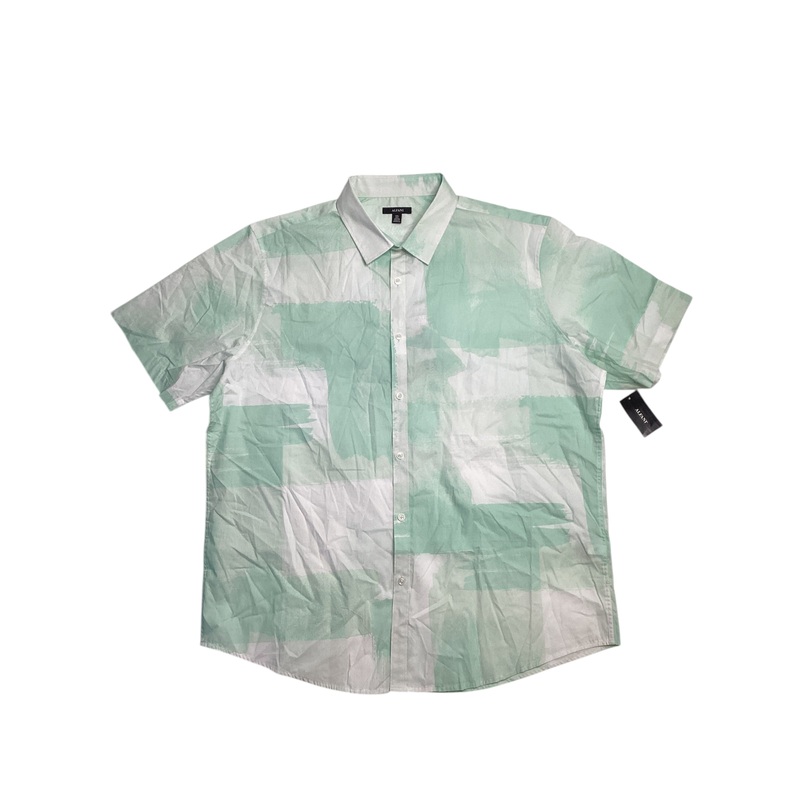 Alfani Men's Beach Glass Painted Blocks Regular Fit Button Up Shirt Green Small