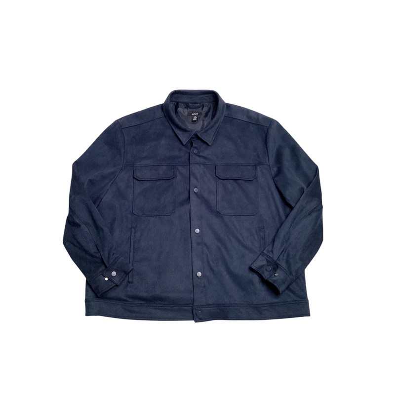 Alfani Men's Regular Fit Stretch Button Up Long Sleeve Shirt Jacket BlueXL