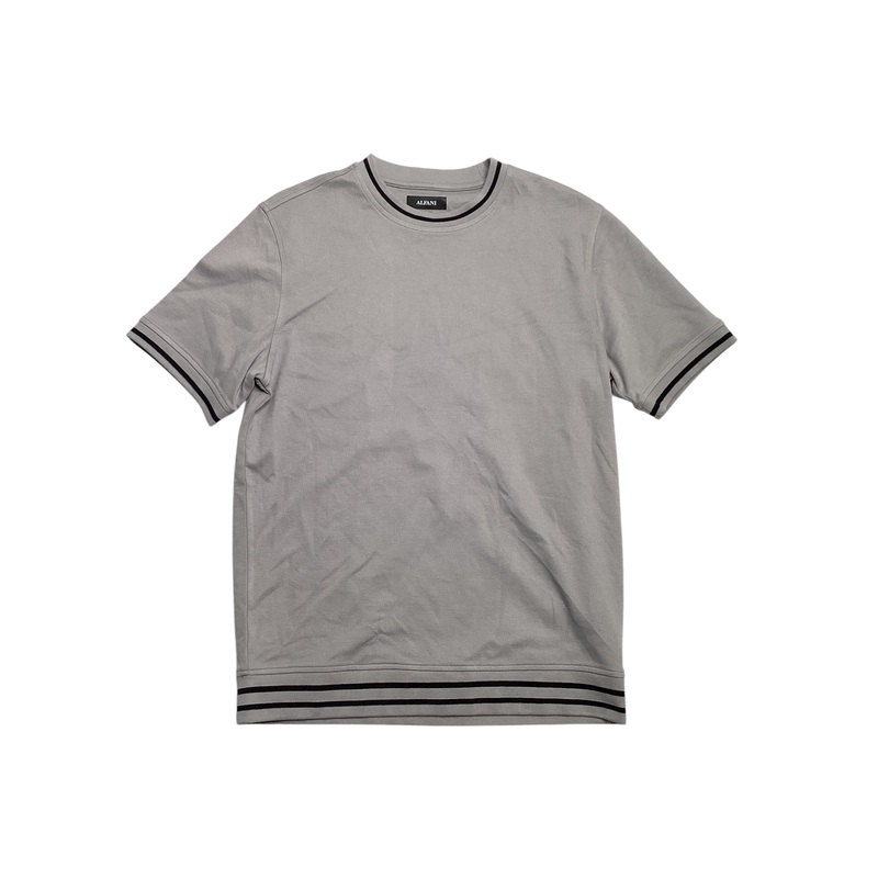 Alfani Mens Tipped Crewneck Short Sleeve T Shirt Grey Small