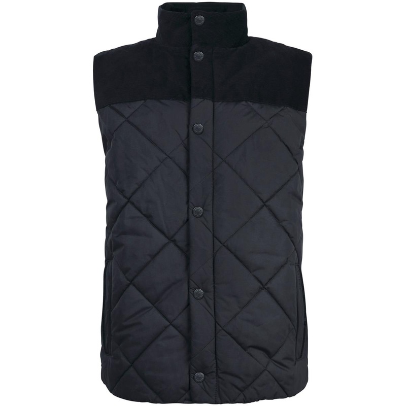Barbour Mens Elmwood Colorblocked Embroidered Vest Black Small