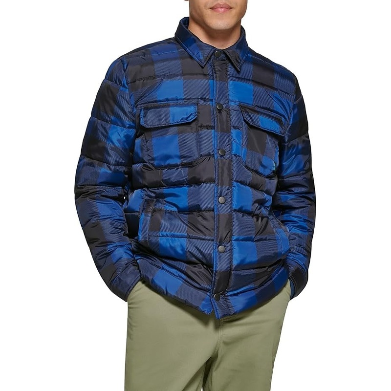 BASS OUTDOOR Men's Mission Quilted Puffer Shirt Jacket 2XL XXL Blue Black