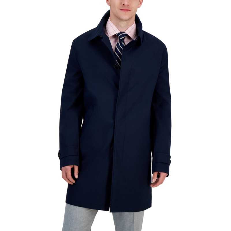Lauren Ralph Lauren Men's Classic-Fit Solid Raincoat Coat 36R  Navy Blue
