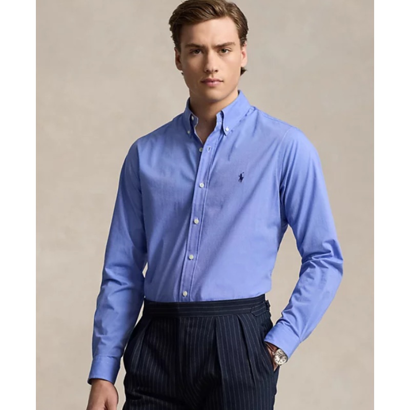 Polo Ralph Lauren Men's Slim Fit Stretch Poplin Dress Shirt Small Blue