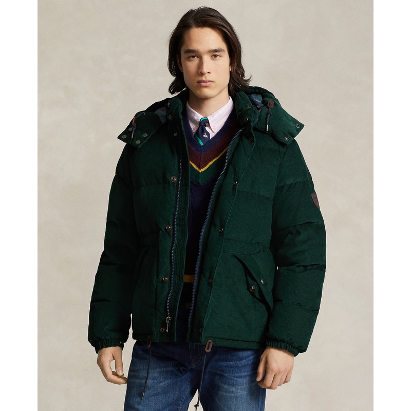 Polo Ralph Lauren Men's Water-Repellent Corduroy Down Jacket Large College Green