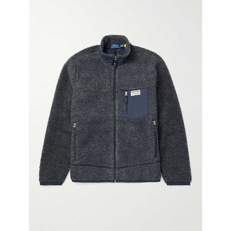 Polo Ralph Lauren Mens Pile Fleece Zip Up Jacket Blue Medium
