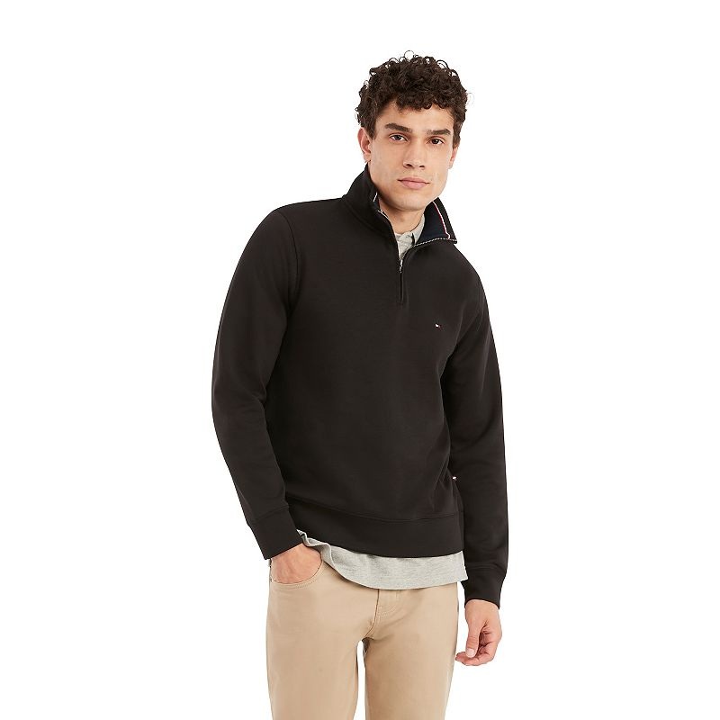 Tommy Hilfiger Men's French Rib Quarter-Zip Pullover Sweater 4XLT Black