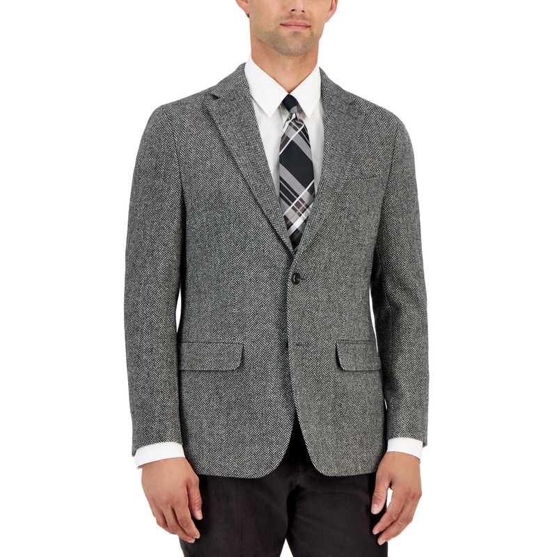 Tommy Hilfiger Mens Modern Fit Wool Sport Coat Blazer Black 36S