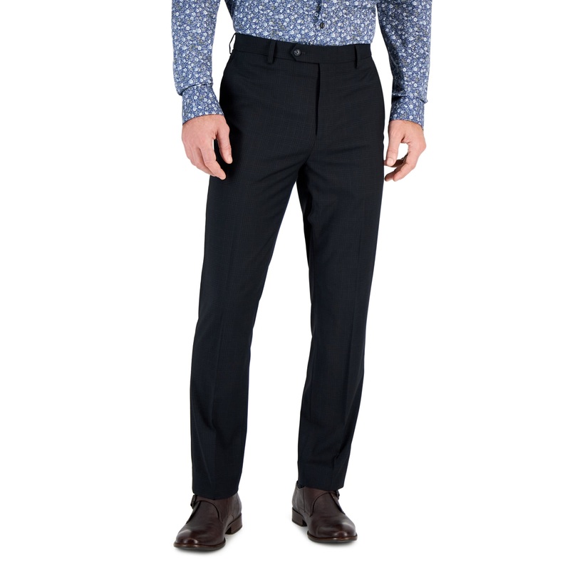 Vince Camuto Mens Slim Fit Dress Suit Pants Blue Plaid 36 x 29