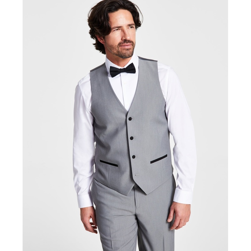 Alfani Men's Slim Fit Stretch Tuxedo Suit Vest Grey Small