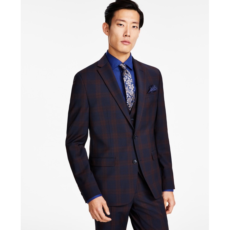 Bar Iii Men's Slim Fit Suit Jacket Burgundy Red Blue 36R