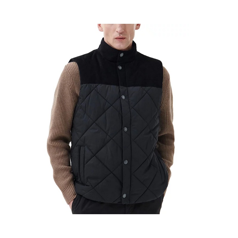 Barbour Men's Elmwood Colorblocked Embroidered Vest Black Medium