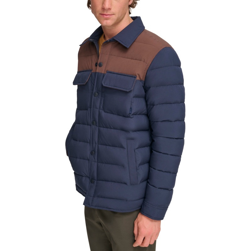 BASS OUTDOOR Men's Colorblocked Padded Shacket Jacket Blue XL