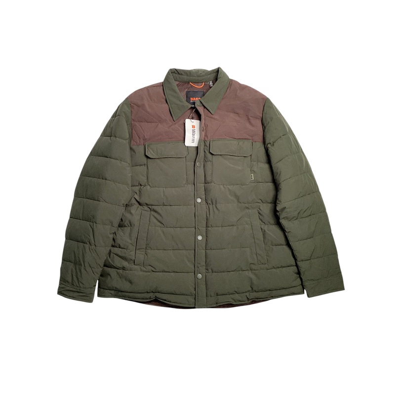 BASS OUTDOOR Men's Colorblocked Padded Shacket Jacket Green 2XL