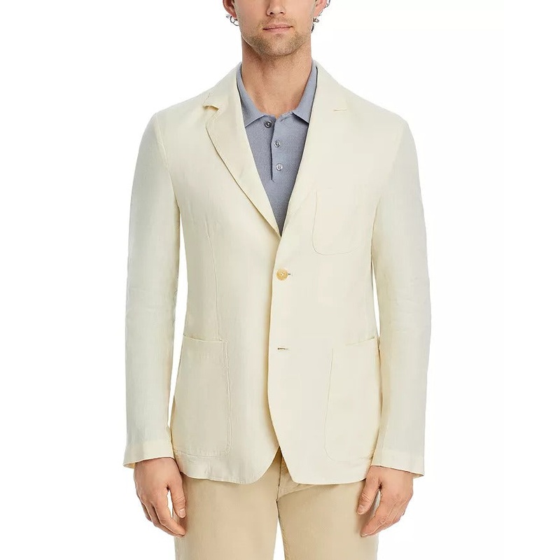 Canali Mens Garment Dyed Linen Unstructured Sport Coat EU 52 US 42R White Blazer