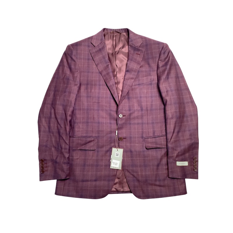 Canali Mens Italian Siena Plaid Classic Fit Sport Coat EU 48 US 38R Purple