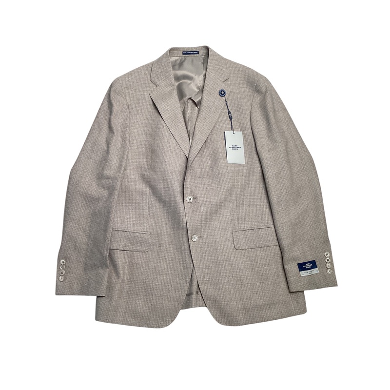 Hart Schaffner Marx Mini Check New York Sport Coat Blazer 42R Beige Blue Check