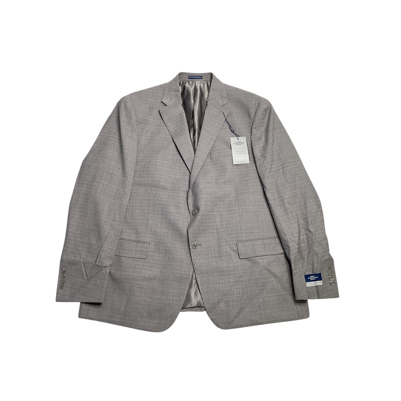 Hart Schaffner Marx New York Neat Regular Fit Suit 48L / 43W Grey Flat Pant Wool