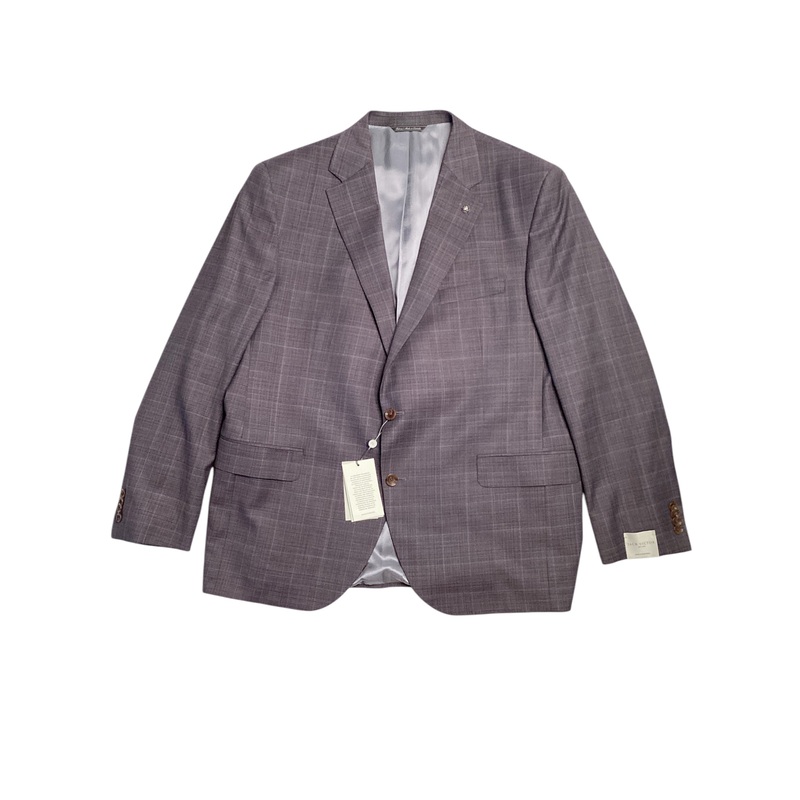 Jack Victor Napoli Tonal Windowpane Regular Fit Suit 42R / 36W Purple Plaid