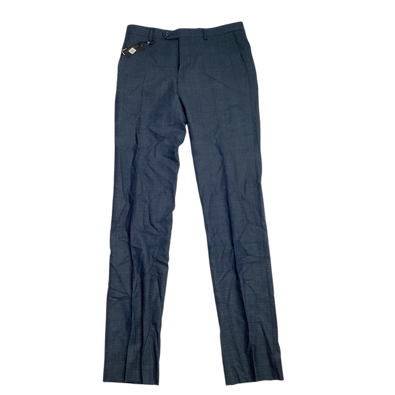 John Varvatos Mens Slim Fit Dress Pants Size 32 Navy Blue Plaid Wool