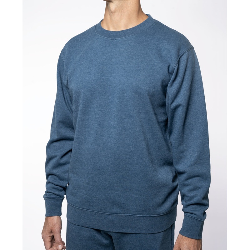 Lazer Mens Burnout Fleece Crewneck Sweatshirt Blue Large