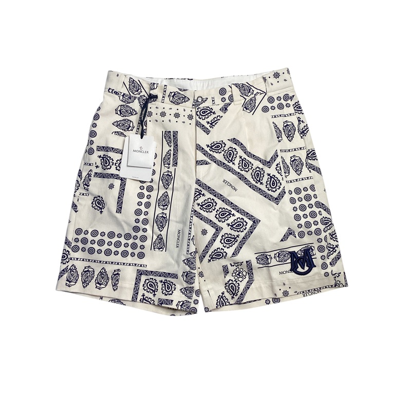 Moncler Mens Bandana Print Shorts Size 52 /  Blue Flat Front