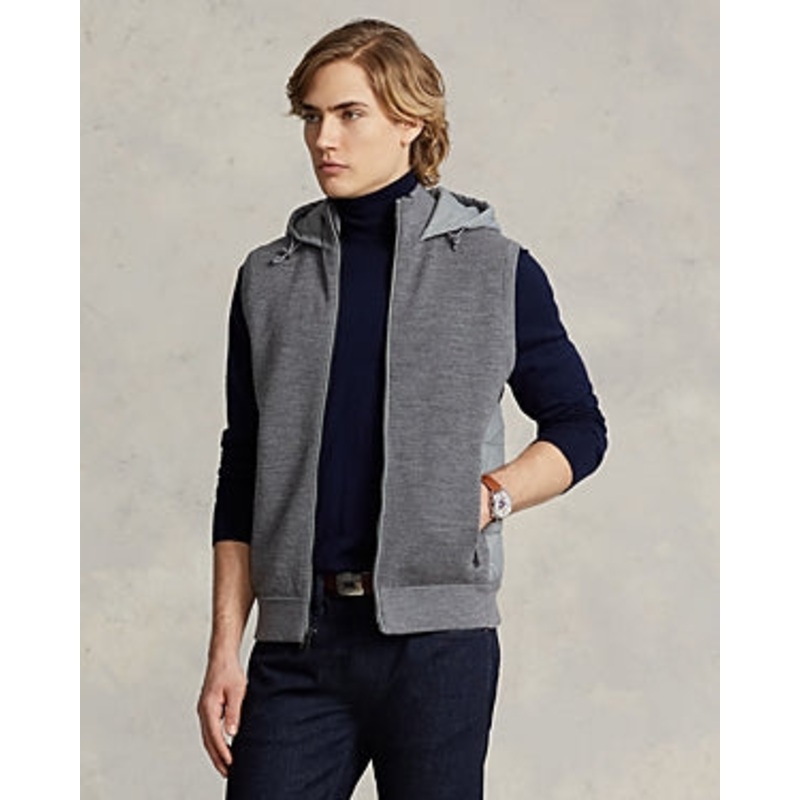 Polo Ralph Lauren Hybrid Regular Fit Full Zip Hooded Sweater Vest XL Grey
