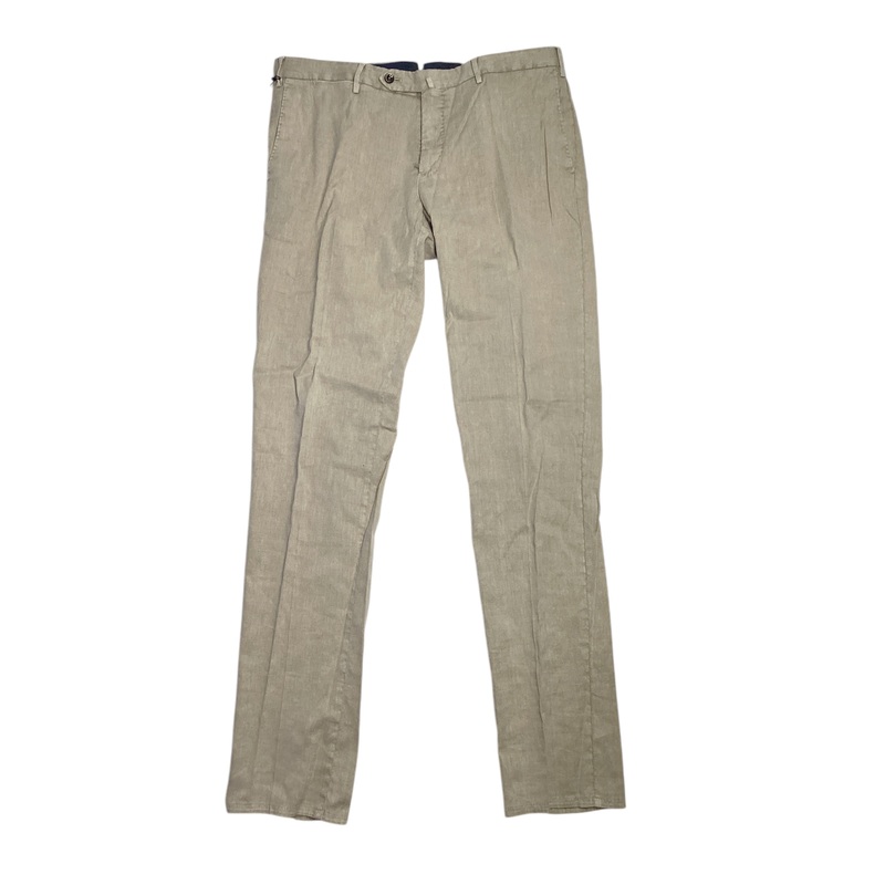 PT Torino Dlav Linen & Cotton Garment Dyed Slim Fit Pants EU 48 US 32 Beige