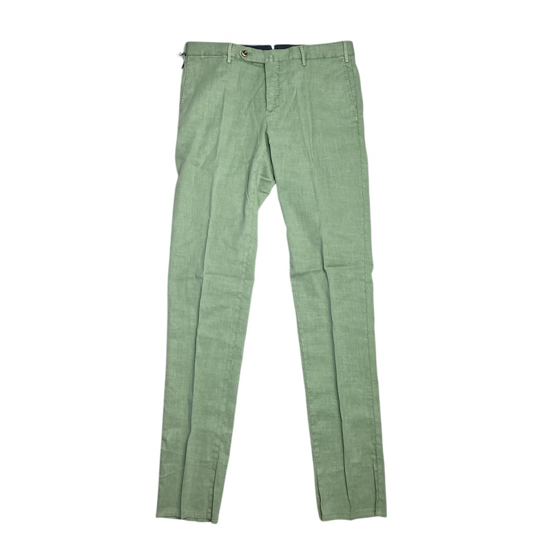 PT Torino Dlav Linen Cotton Garment Dyed Slim Fit Pants EU 48 US 32 Green