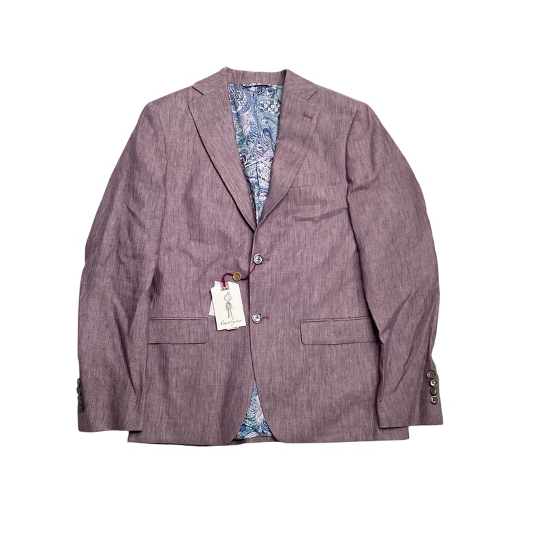 Robert Graham Delave Linen Slim Fit Suit Jacket Sport Coat 38R Purple Blazer