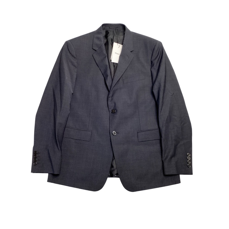 Theory Chambers Tonal Plaid Slim Fit Suit Jacket Size 42S Navy Blue Sport Coat