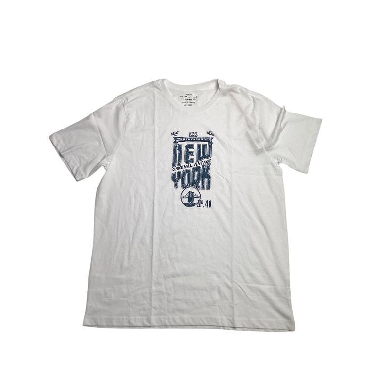 Weatherproof Vintage Mens Short Sleeve T Shirt 2XL XXL White New York
