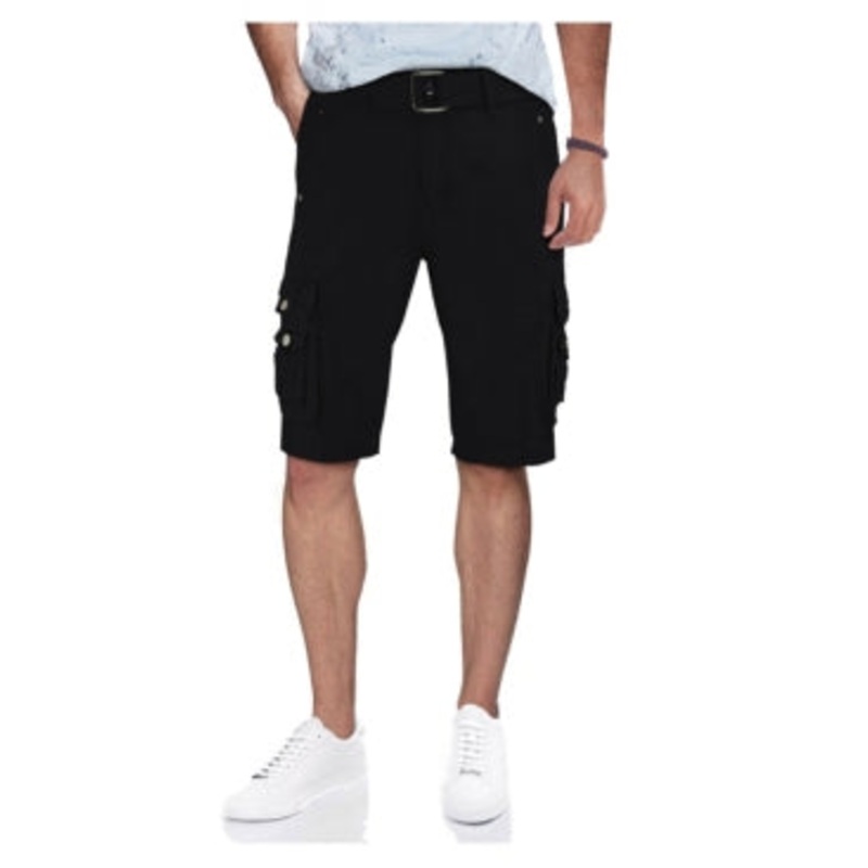 X-Ray Men's Belted Snap Detail Cargo Shorts Size 36 Black
