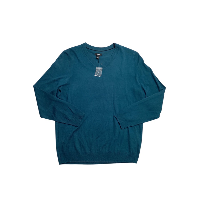 Alfani Men's Long Sleeve V Neck Merino Sweater Dark Kale Medium